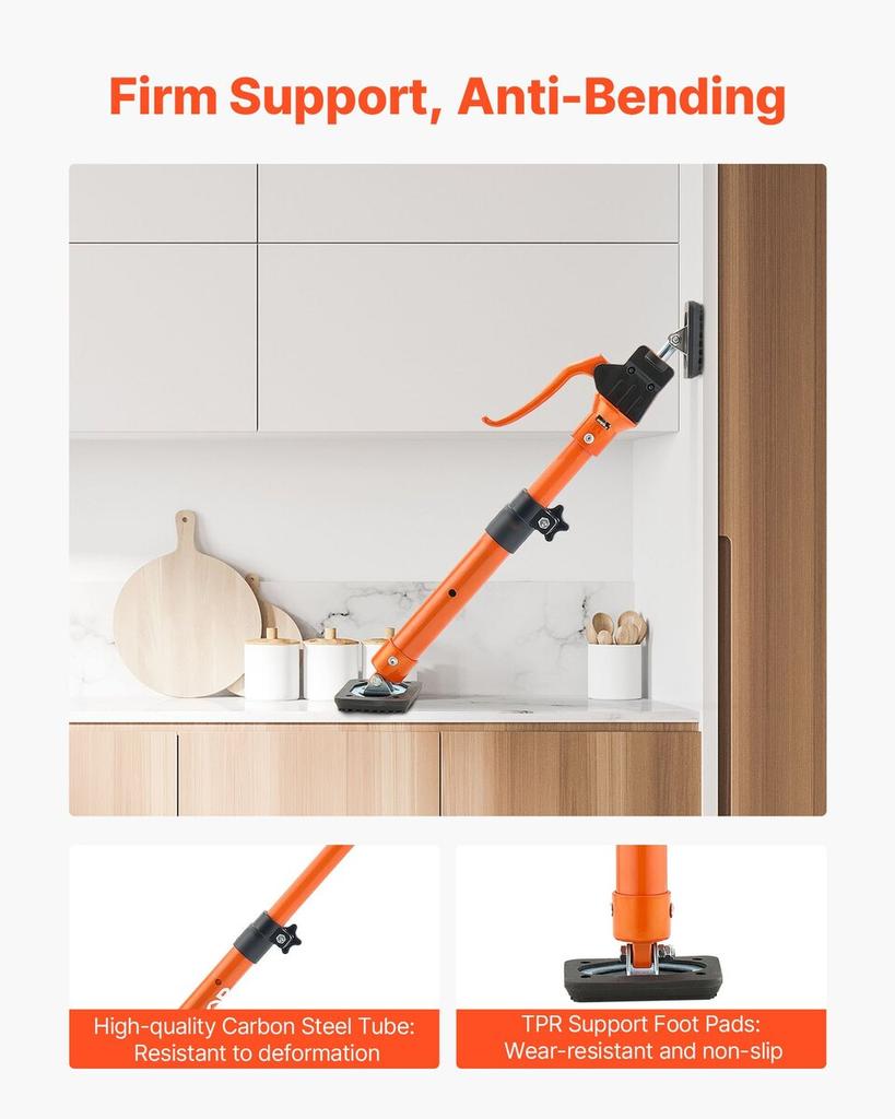 Cabinet Jack Support Pole, 2-Pack, 64.5-115 Cm Steel Telescopic Quick Support Rod, Adjustable 3rd Hand System Up To 100 Kg Capacity for Installing