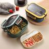 JUSTINLAU Student Lunch Box Plastic Compartments Double Layer Food Container Portable Office Workers Bento Box Microwave Safe