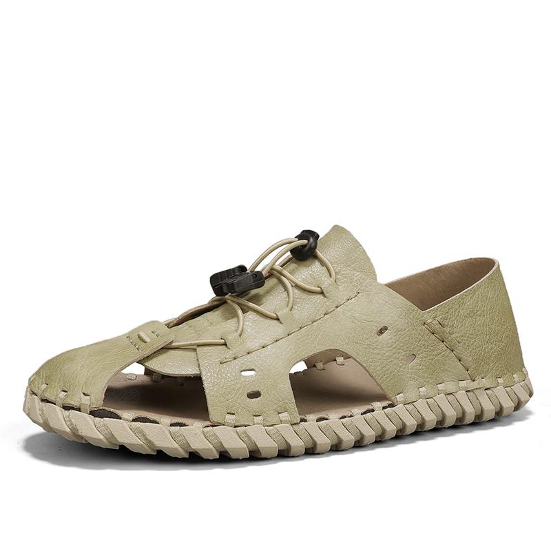 

Модные новые кожаные мужские сандалии летние мужские сандалии тапочки пляжная повседневная обувь Zapatos Hombre прочная нескользящая роскошная обувь 43 жёлтый