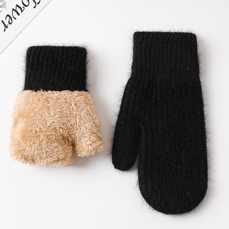 Gloves For Women In Winter Cute Plush Thickened Rabbit Fur To Keep Warm And Furry Student Riding To Prevent Cold And Freezing