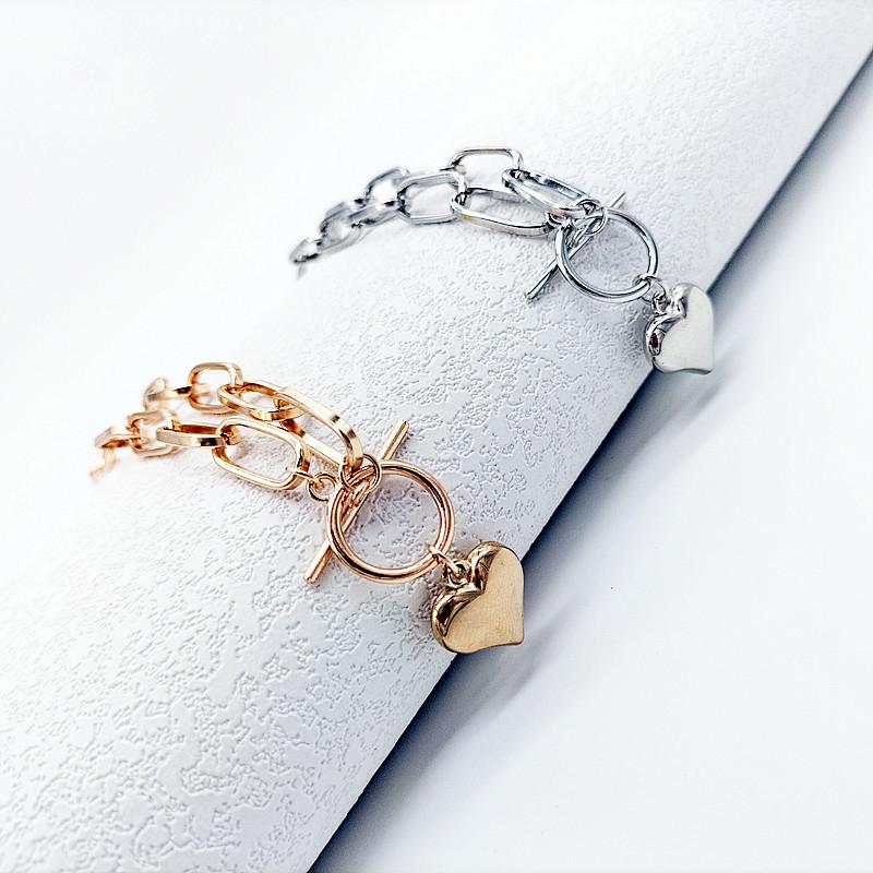 Women's Fashion Temperament Heart-shaped Necklace, Simple Cross Chain OT Buckle Peach Heart Pendant Necklace