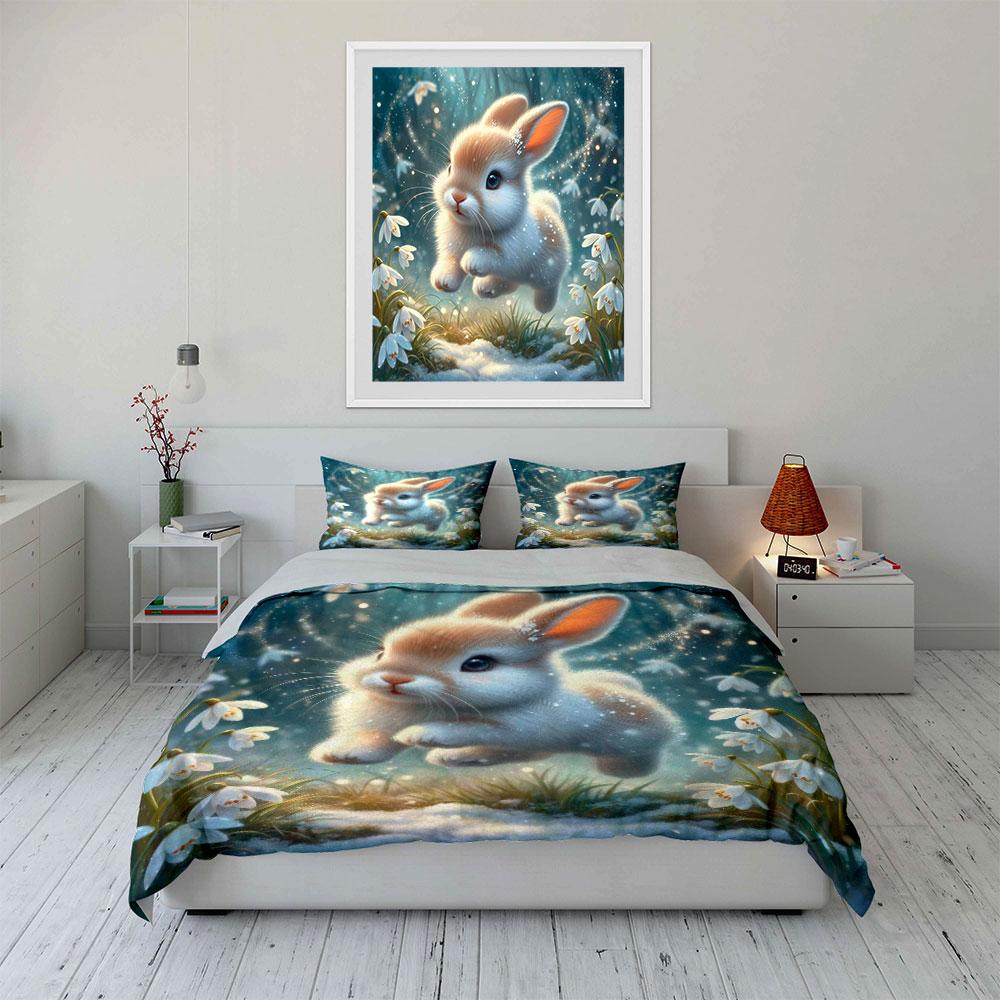 "Rabbit Themed Home Decor Set" Bedding Set with 1 Duvet Cover 2 Pillowcases Single Double King Queen Gift
