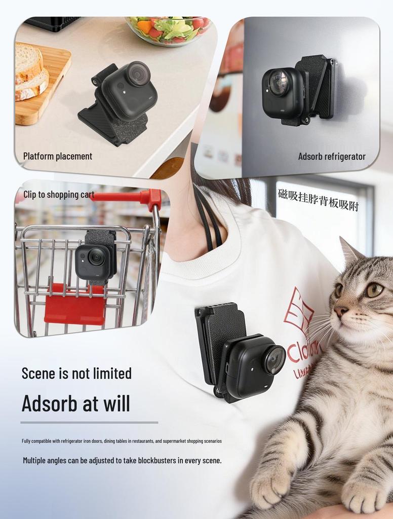 Magnetic Quick-Release Adjustable Mount for Insta360 GO Camera