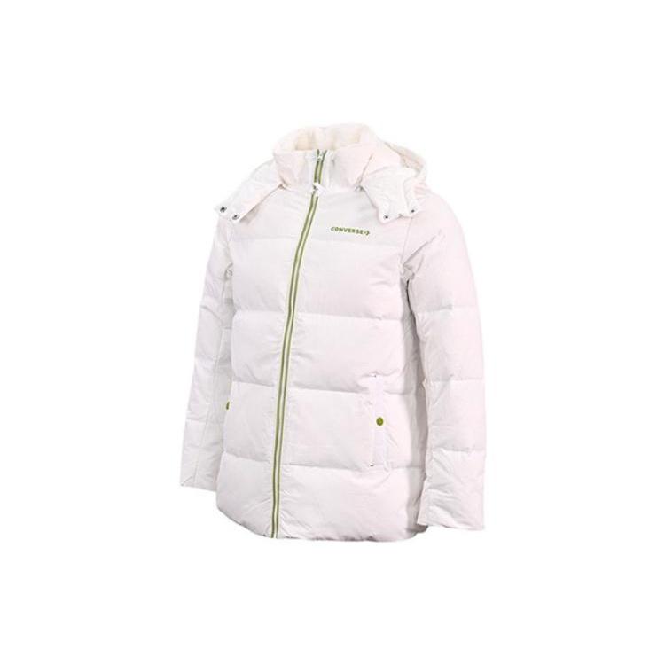 Converse Down Jackets Women's White Hooded Moderate Other Unisex 10023712-A02