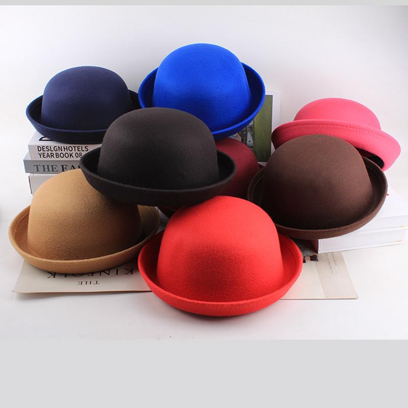 Meier Autumn and winter Korean version trend imitation wool styling small round hat, British retro top hat, round hat for men and women