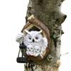 Outdoor Owl Solar Lights Resin Owl Decorative Figurine Ornament Wall Mounted Waterproof Yard LED Lights Garden Courtyard Decor