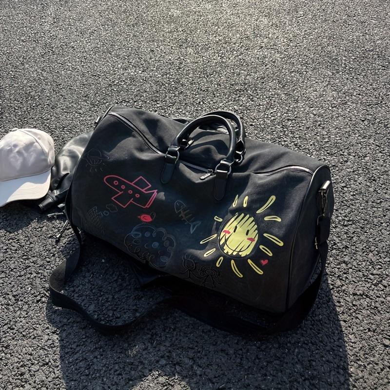 1 Stück Retro-Mode, leichte Reisetasche, Fitness-Einkaufstasche mit großer Kapazität, niedlich bedruckte Reißverschlusstasche für Geschäftsreisen, Schwimmen, Outdoor-Sport