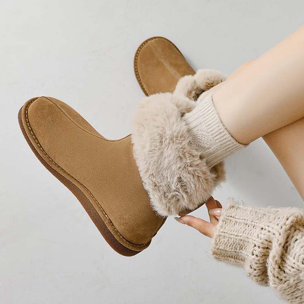 Krazing Pot Cow Suede Nubuck Fur Winter Shoes Snow Boots Women Slip on Keep Warm Lace Up European Design Ankle Boots