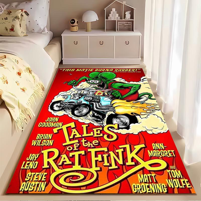 "Tales of the Rat Fink Cartoon Art" Non-slip rug suitable for living room and bedroom sofas.