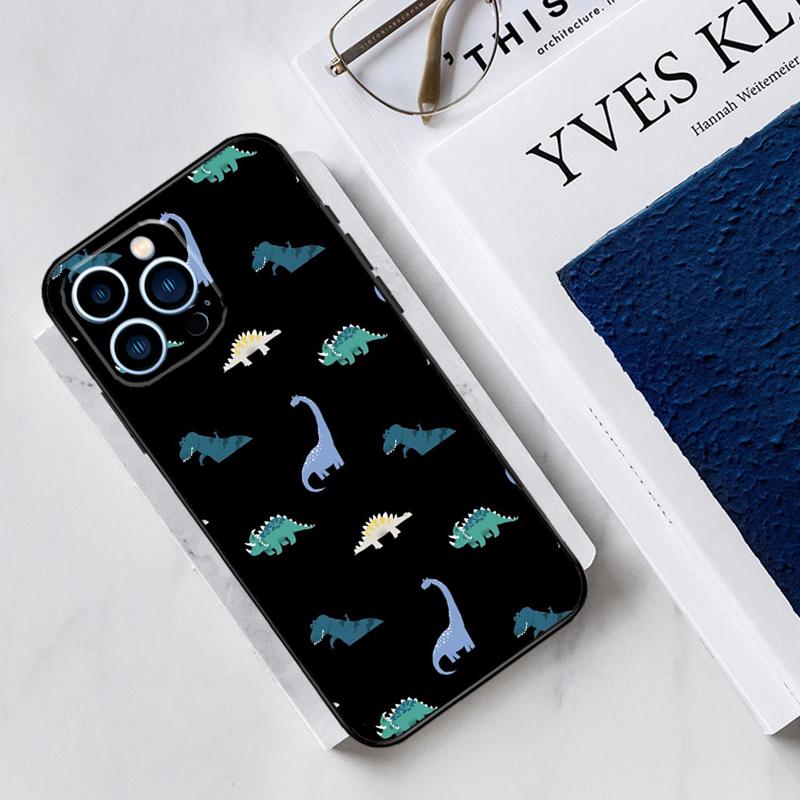 Dinosaur Pattern Case For iPhone 17 Air 14 13 12 11 15 16 Pro Max Mini 15 16 Plus 16e Funda Silicone Cover