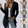 Mulheres outono primavera cardigan solto irregular ponto aberto de malha macia cor sólida manga longa listrado elástico comprimento médio casual senhora cardigan