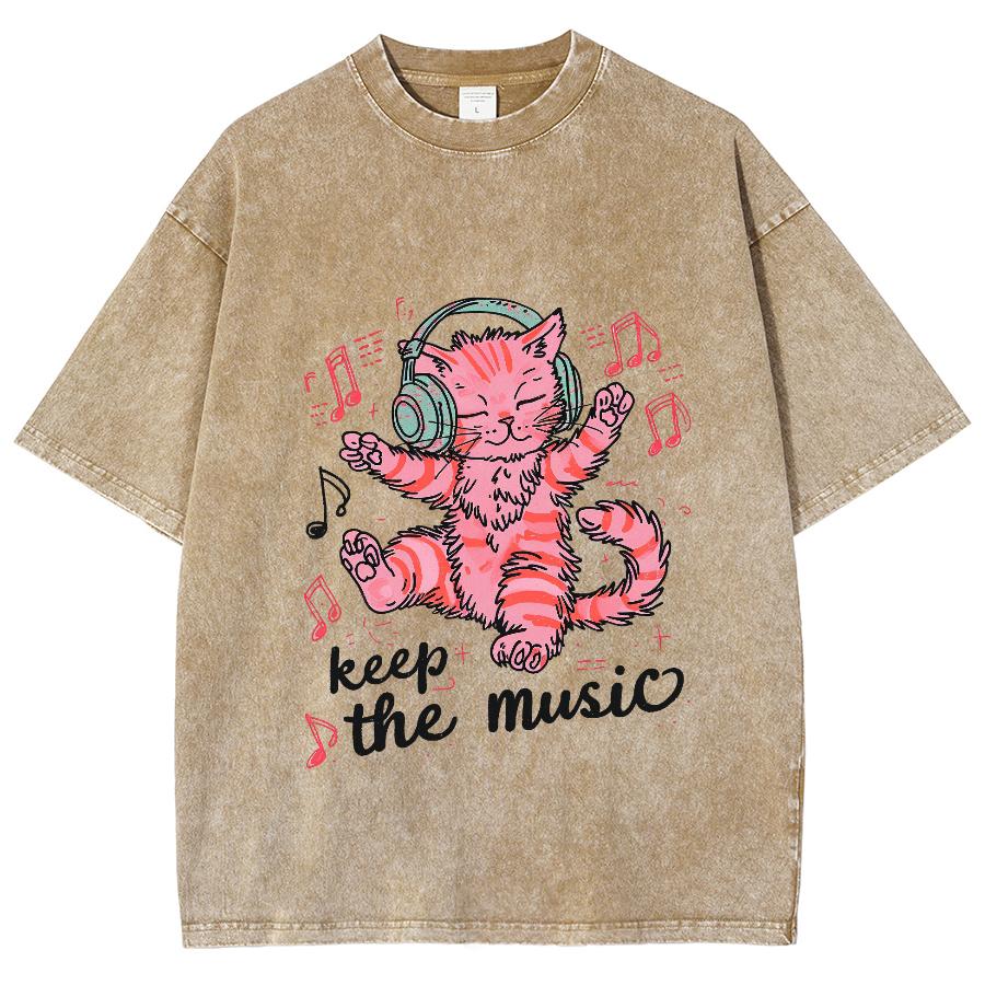 Übergroßes T-Shirt Acid Washed Tee Print Retro Punk T-Shirt Für Herren Damen Erwachsene 100% Baumwolle Harajuku Casual Streetwear