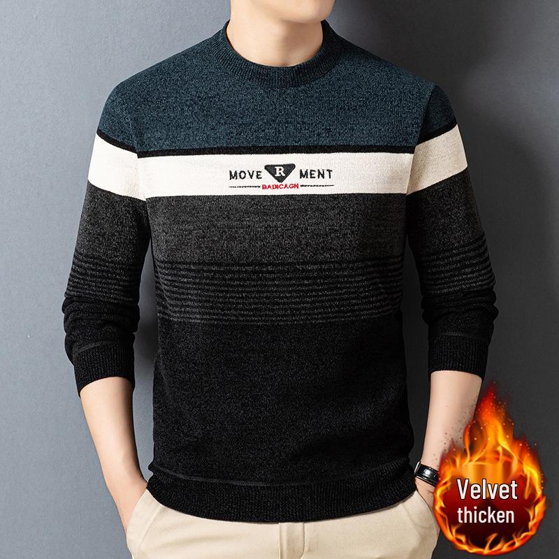 

Men s Plus Size Round Neck Pullover Sweater - Dad Style, Warm & High-Quality Knitwear for Middle-Aged and Elderly XXXXL