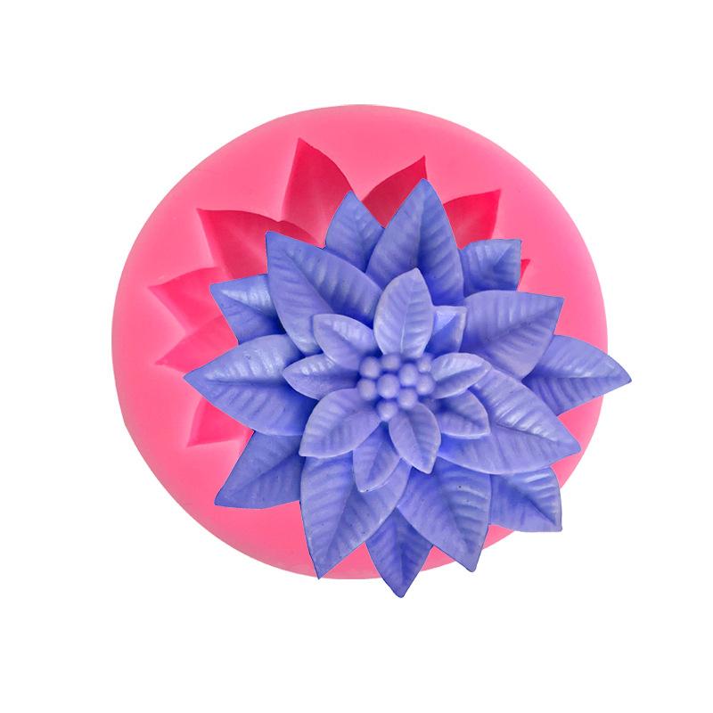 1pcs Holly Leaf Silicone Mold Cake Baking Christmas Decoration Tool Chocolate Soap Red Fruit Flower Candle Mould Kitchenware Diy