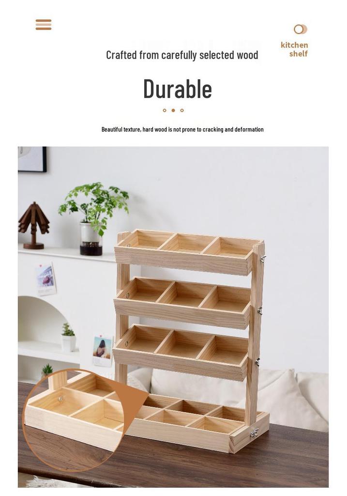 Adjustable Solid Wood Multi-Layer Snack & Toy Storage Shelf