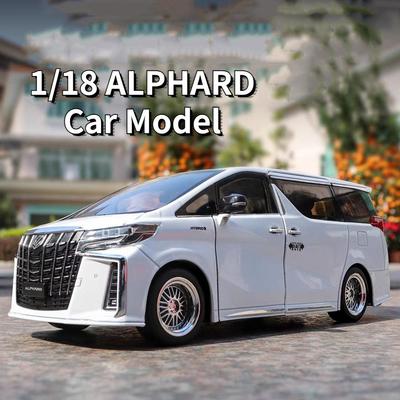 New Big 1/18 Alphard Alloy Cars Model Toy Door Opened Simulation MPV Car Toys with Sound and Light Pull Back Vehicle for Boys Gifts
