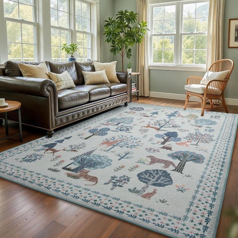 

Vintage Jungle Peacock Print Living Room Carpet Fashion Sofa Coffee Table Non-slip Floor Mat Home Machine Washable Bedroom Rug 50X80cm