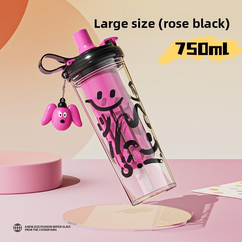 Pc Straw Water Bottle For Girls With Double Drink Design Perfect For Summer Use