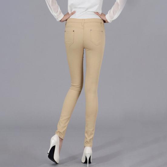 Women Pencil Pants Button Zipper Closure Straight-Leg Casual Trousers Solid Color Long Pants Daily Wear