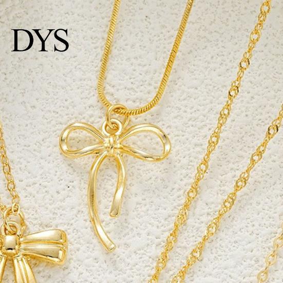 Women Bow Pendant Set 5Pcs/Set Necklaces Elegant Knot Charm Choker Charming Neck Jewelry Dainty Layering Chain Necklace Gift for Girls Friends Fashion