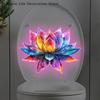 1 pièce Autocollant de Toilette Lotus Lumineux, Décalcomanie Murale Créative Auto-adhésive pour Salle de Bain, Autocollant d'Abattant de Toilette Imperméable en PVC Décoration de Maison
