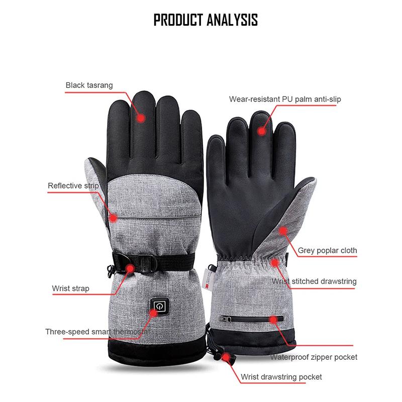 1Pair Heated Gloves Electric Thermal Warmer Gloves Cycling Motorcycle Bicycle Ski Outdoor Activities Equipment Cotton Waterproof