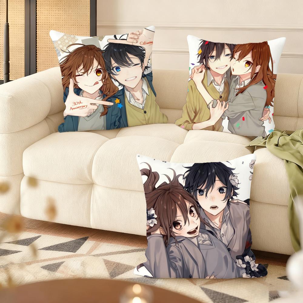 Cartoon H-Horimiya Anime Cushion Cover Soft Plush Double-Sided Printed Sofa Pillow Cushion Cover | All-Season Durable Decor Gift
