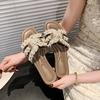 Internet Celebrity Small Fragrant Wind Pearl Slippers Women's Summer New Wear Flat Beach One Word Sandals Fashion with Skirt