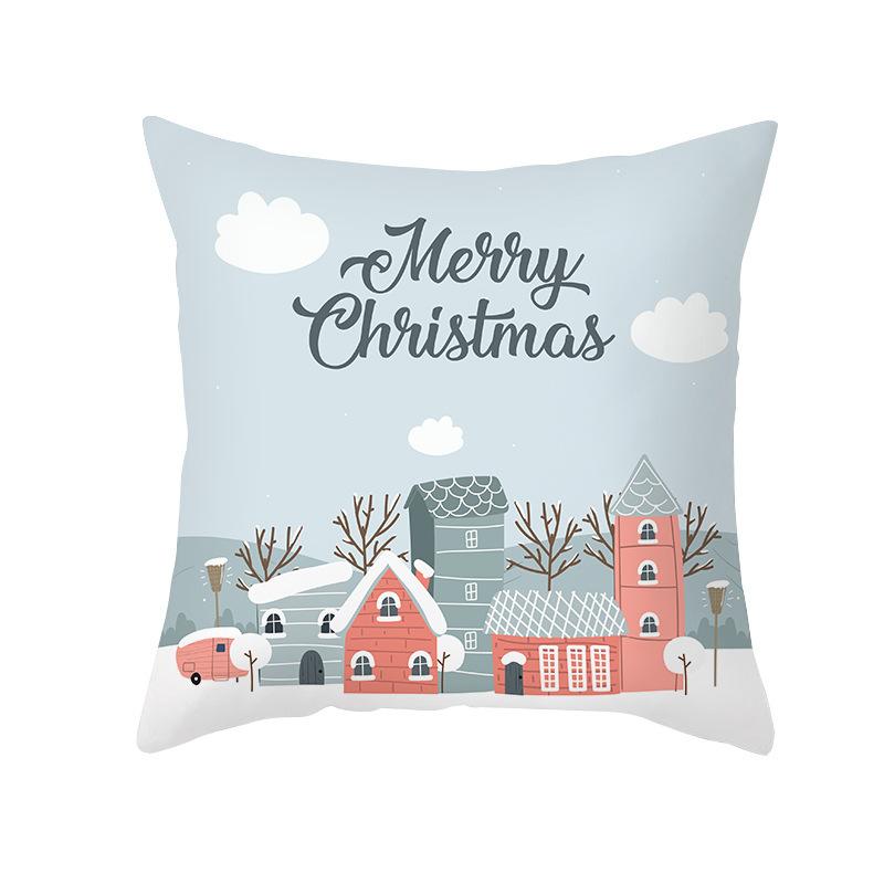 Cartoon Print Christmas Pillow Cover Office Sofa Cushion Pillow Cover Cross-border Home