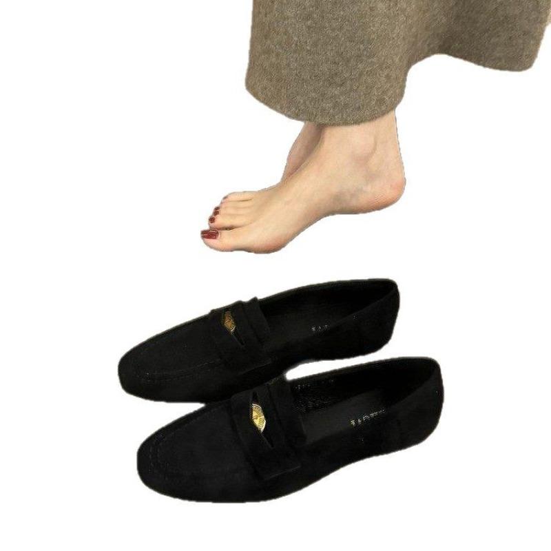 Jednoczęściowe buty wsuwane na niski obcas dla kobiet, na grubej podeszwie, płaskie, z okrągłym noskiem, "leniwe" buty