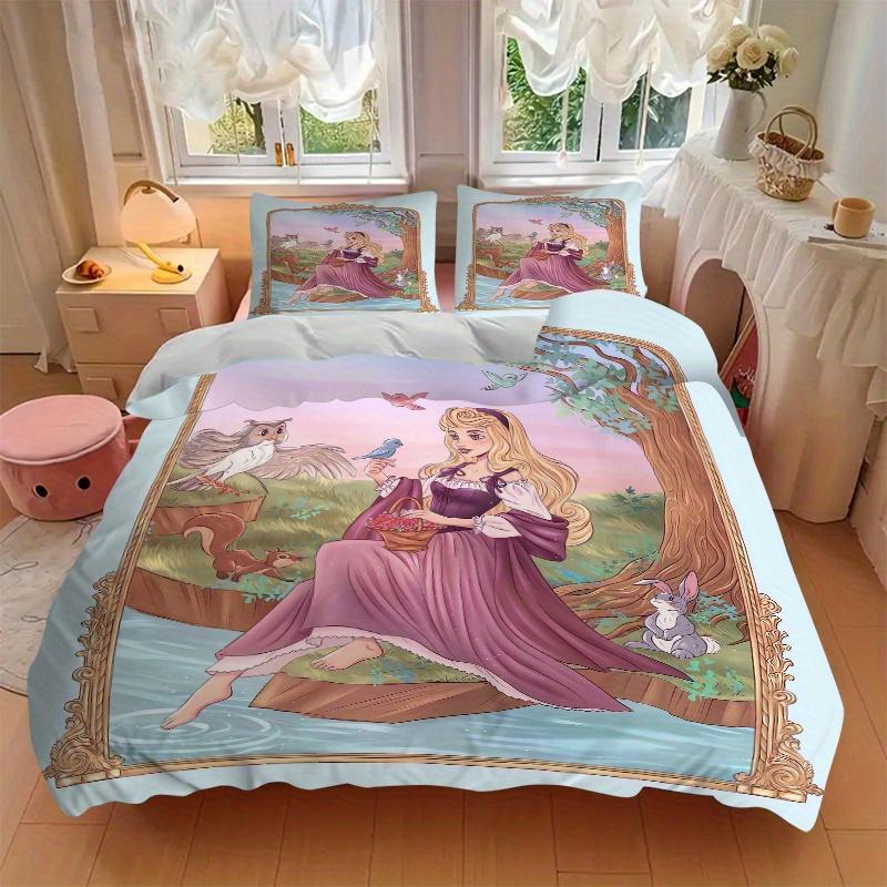 Set Biancheria da Letto Aurora La Bella Addormentata 3 Pezzi 1 Copripiumino Morbido + 2 Federe, Lavabile in Lavatrice, Adatto a Tutte le Stagioni B084