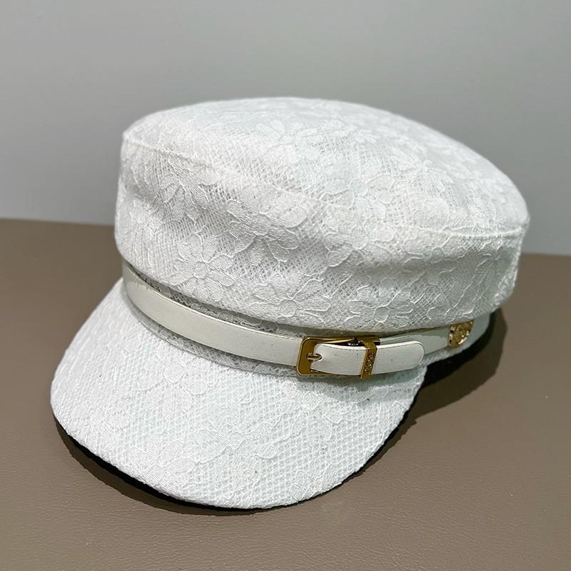 

Summer lace embroidered heavy-duty octagonal cap - women s chic, trendy, instagram-worthy french beret M（56-58cm） білий