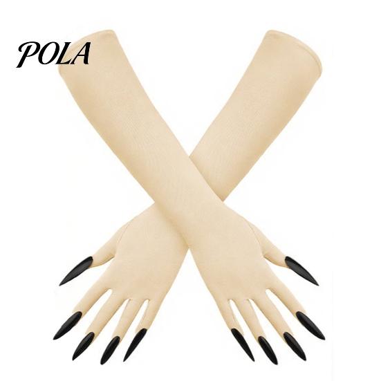 Festival Performance Accessories 1 Pair Halloween Ghost Claw Gloves, Long Fingernail Witch Costume Outfit Essentials Accessory, Dark Party Prop