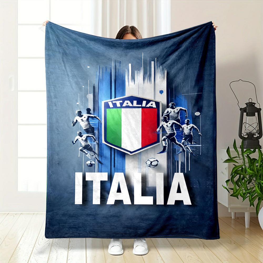 Italy Soccer Team Graphic Design Patterned flannel blanket perfect for the bedroom living room, sofa, or a little nap