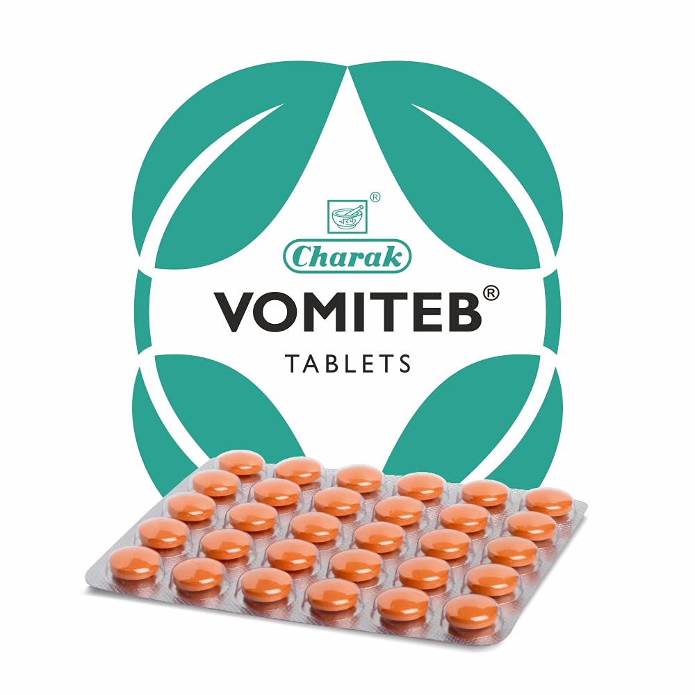 Charak Pharma Vomiteb Herbal Wellness Tablets 30 Count Pack Of 3 Daily Routine Support For Balanced Lifestyle And Travel Friendly Use