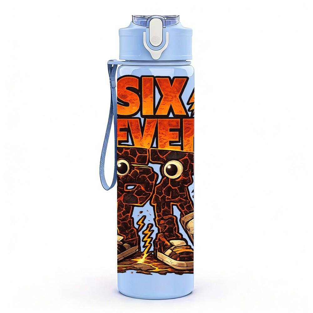 1PC Six Seven Cowboy Skull Print 750ml Color Plastic Sports Water Bottle Leakproof Flip Straw Lid Suitable for Sports Office Home Use