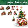 8in1 Christmas Tree Elk Deer Santa Claus Train Decorations Architecture Store Street View Xmas Snow House Building Block Kit Toy