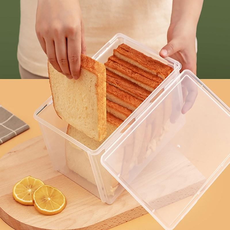 Clear Bread Storage Box with Lid Multifunction Organize Box Household for Kitchen Dining Room Sealing Holder