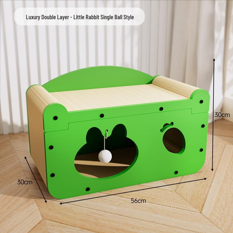 Scratch-Resistant Cat House with Integrated Scratching Board
