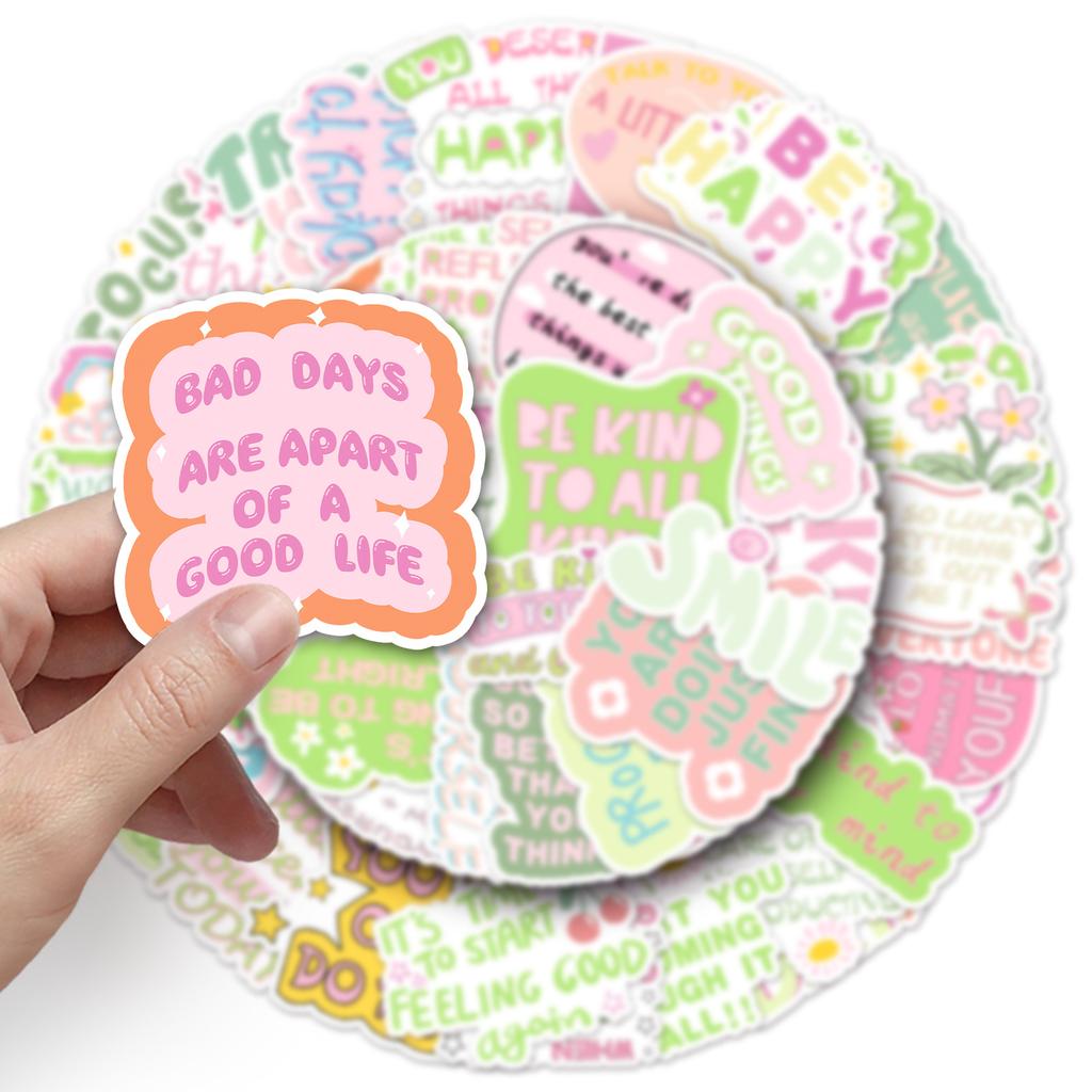 50 Danish Flour Inspirational English Graffiti Stickers Personalized Decorative Mobile Phone Case Suitcase Stickers