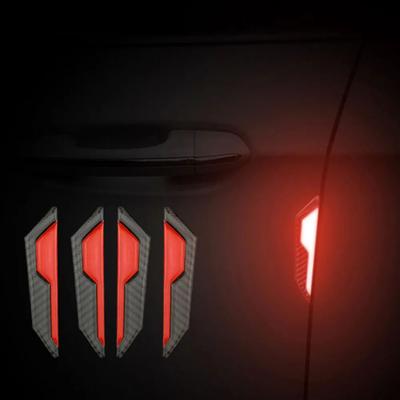 4x Auto Seitentür Rand Anti-scratch Reflektierende Streifen Carbon Faser Stil Reflektierende Warnung Protector Aufkleber Dekor Warnstreifen