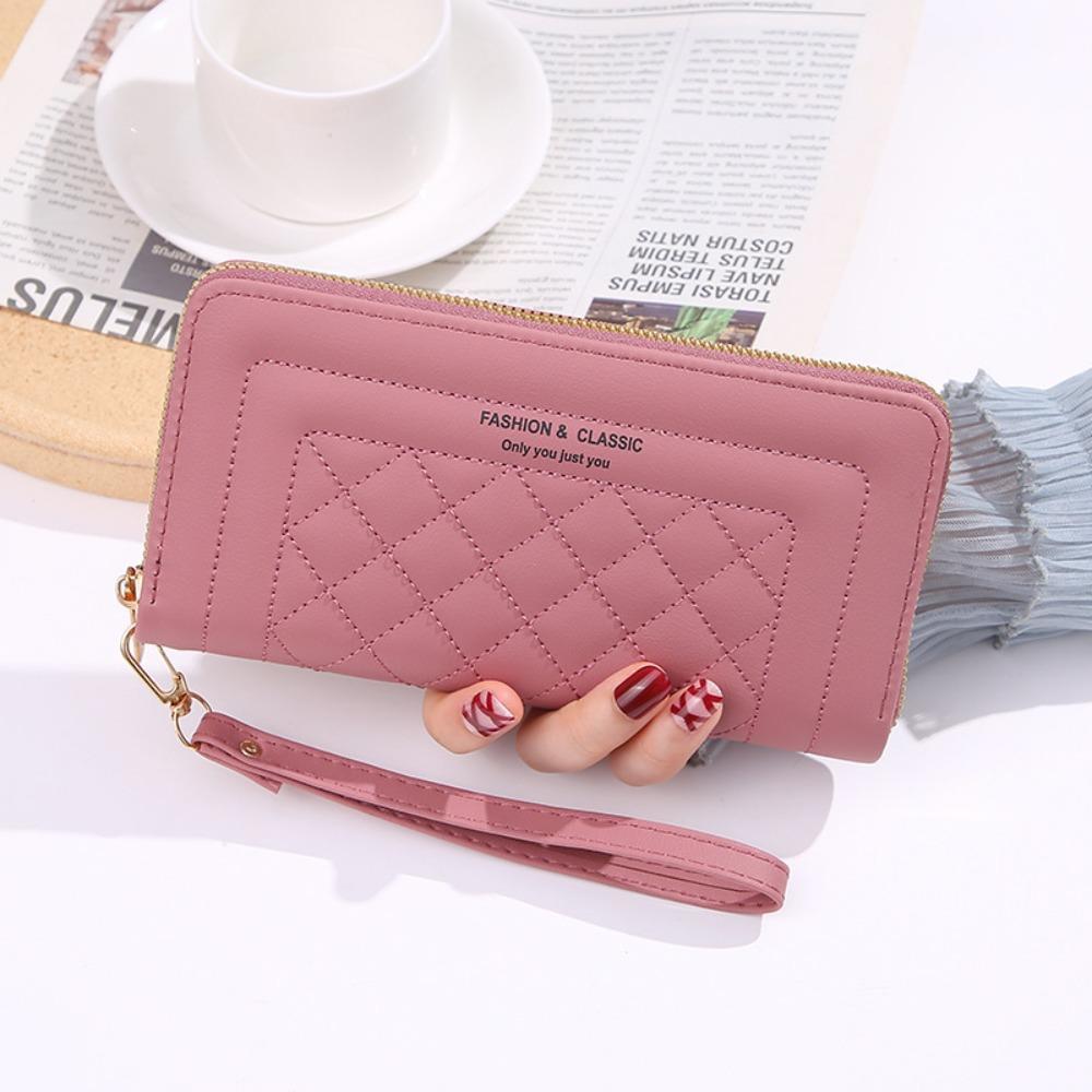 Fashion PU Leather Women Wallet Long Large Capacity Card Holder Simple Double Zipper Coin Purse Women Girls