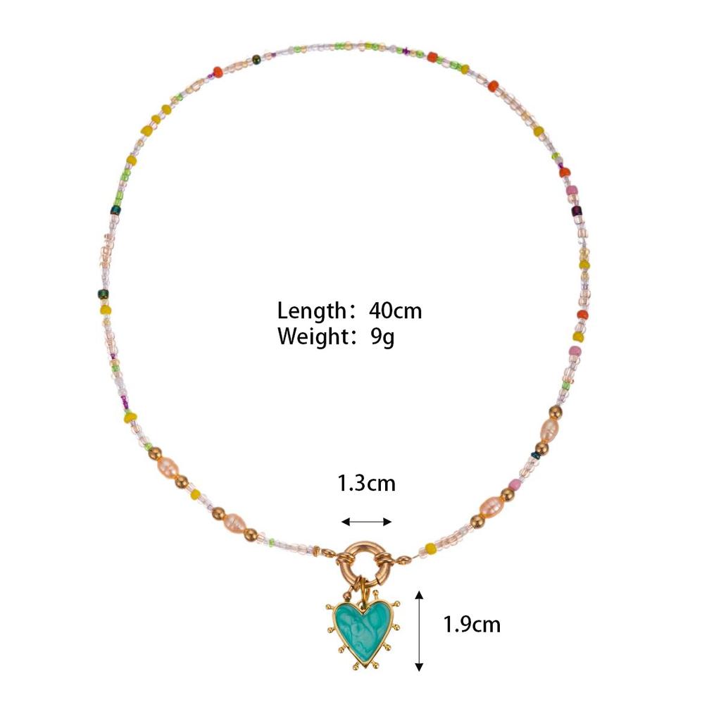 Love Peach Heart Beaded Pendant Necklace Baroque Freshwater Pearl High Color Retention