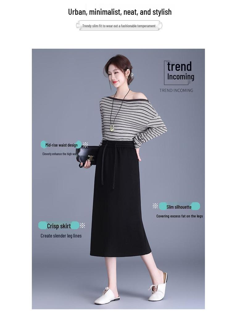 Drapey Commute Slimming Black Pencil Midi Skirt - Spring 2026 Collection