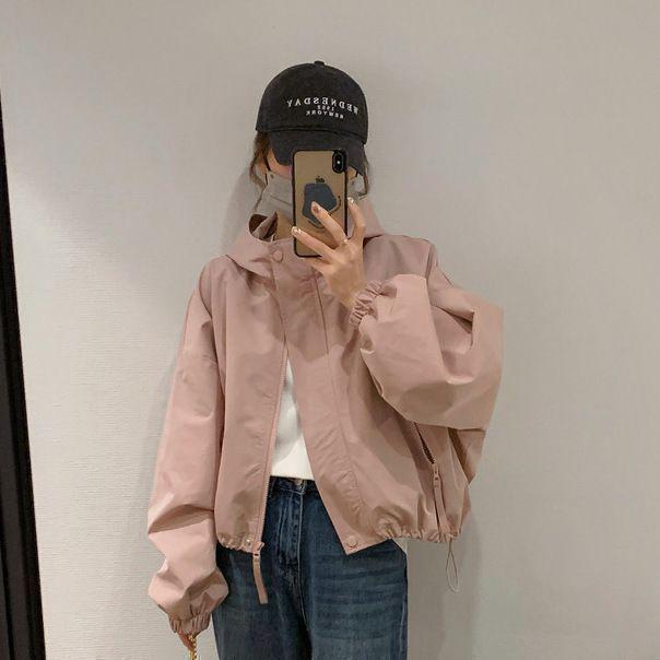Korean Style Hooded Jacket - 2025 Autumn/Winter Casual Loose Fit for Petite Sizes L розовый