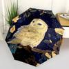1pc Owl Enchanted Night Pattern Beautiful Looking Automatic Folding Umbrella, 3 Folding, 8 Iron Frame Design, Durable and Suitable for Travel and