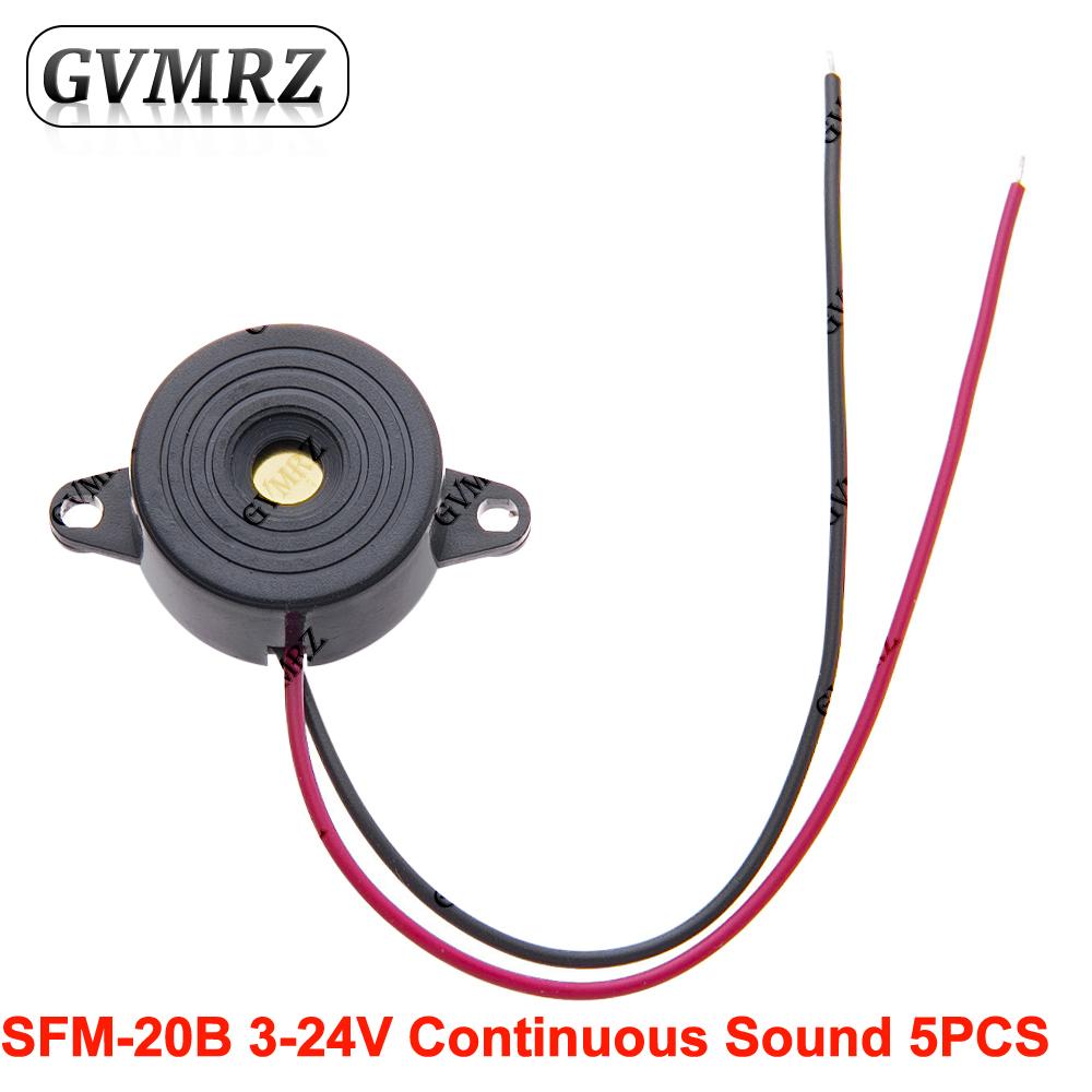 Wired Active Buzzer Assortment Kit 3-24V SFM-20B/SFM-27 (White/Black)/SHD4216  DC Continuous Sound for Alarm Systems & Arduino