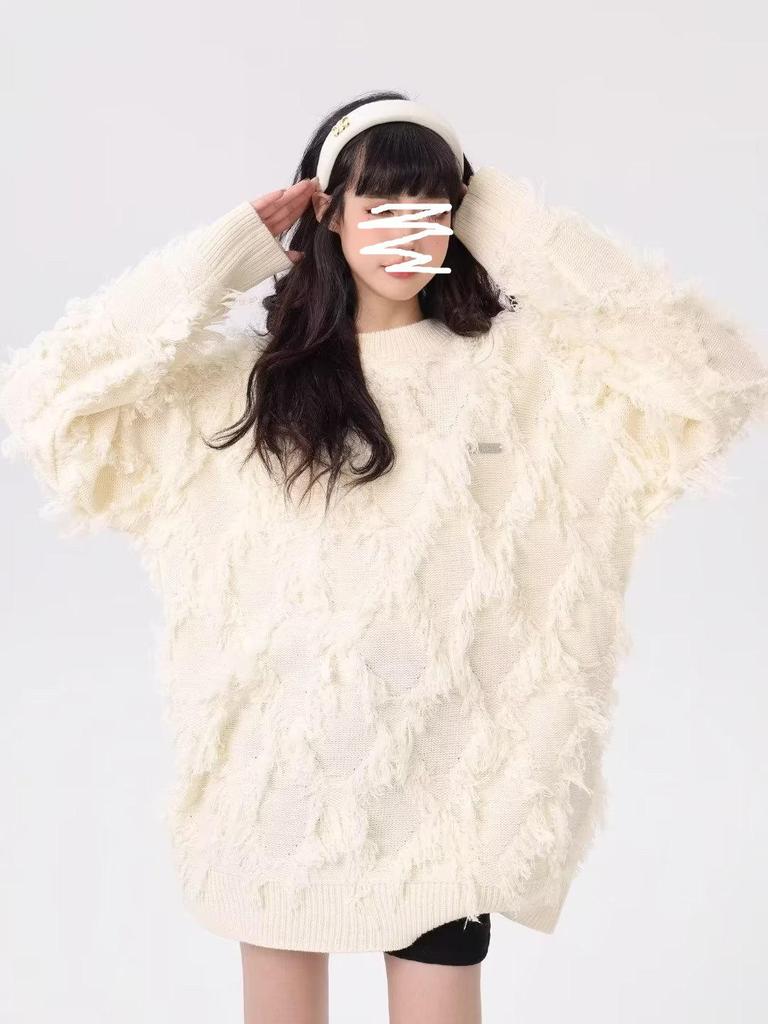 Women's Retro Tassel Sweater – High-End Autumn/Winter Street Style Knitwear.