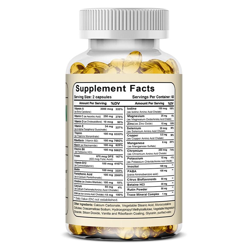 Fearathe Multivitamin for Men, 23 Vitamins & Minerals Supplement with A, C, D, E, B-Complex, Zinc & Selenium, 120 Caps