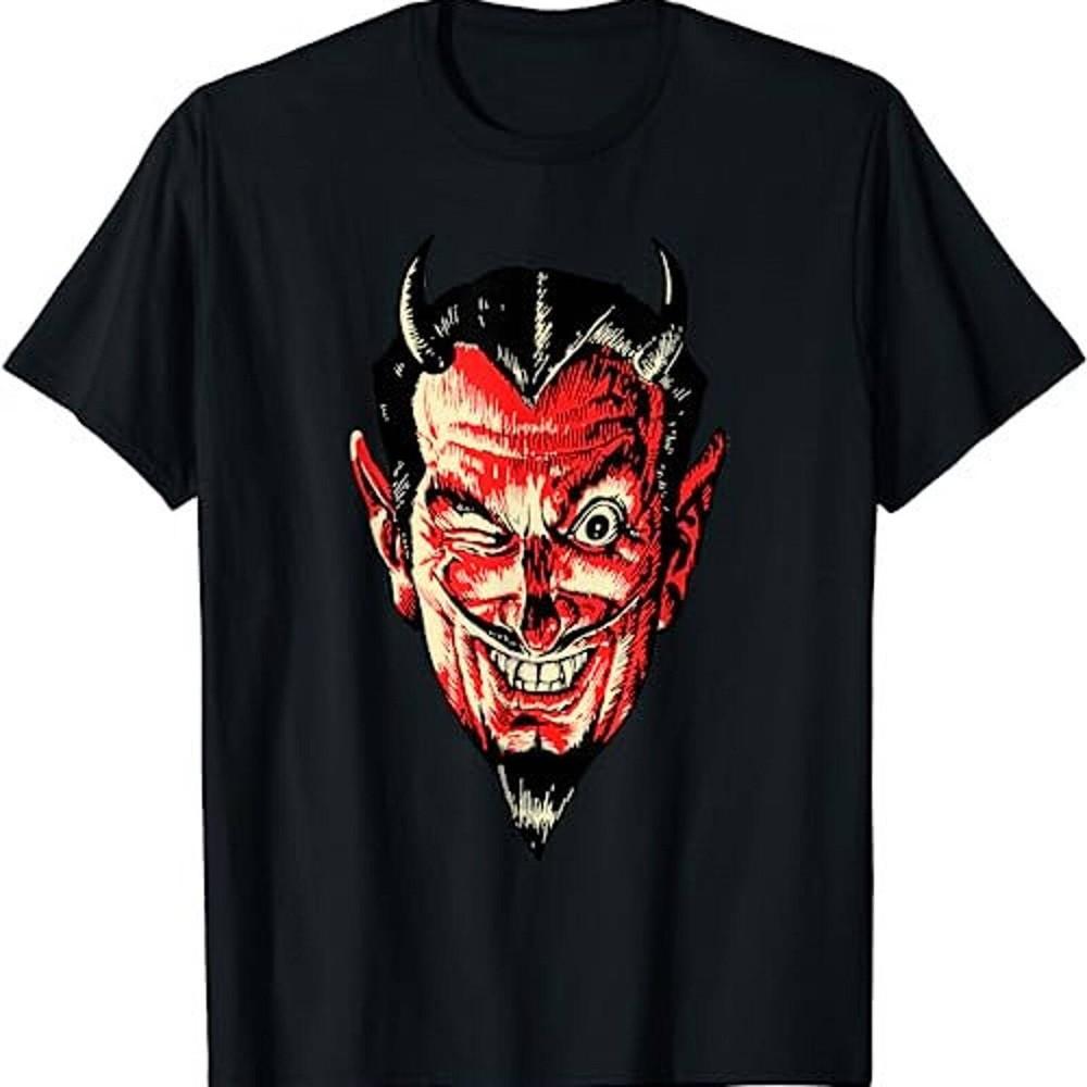 Halloween Red Devil Head Horror Longing For Evil T-shirt Tops Tee